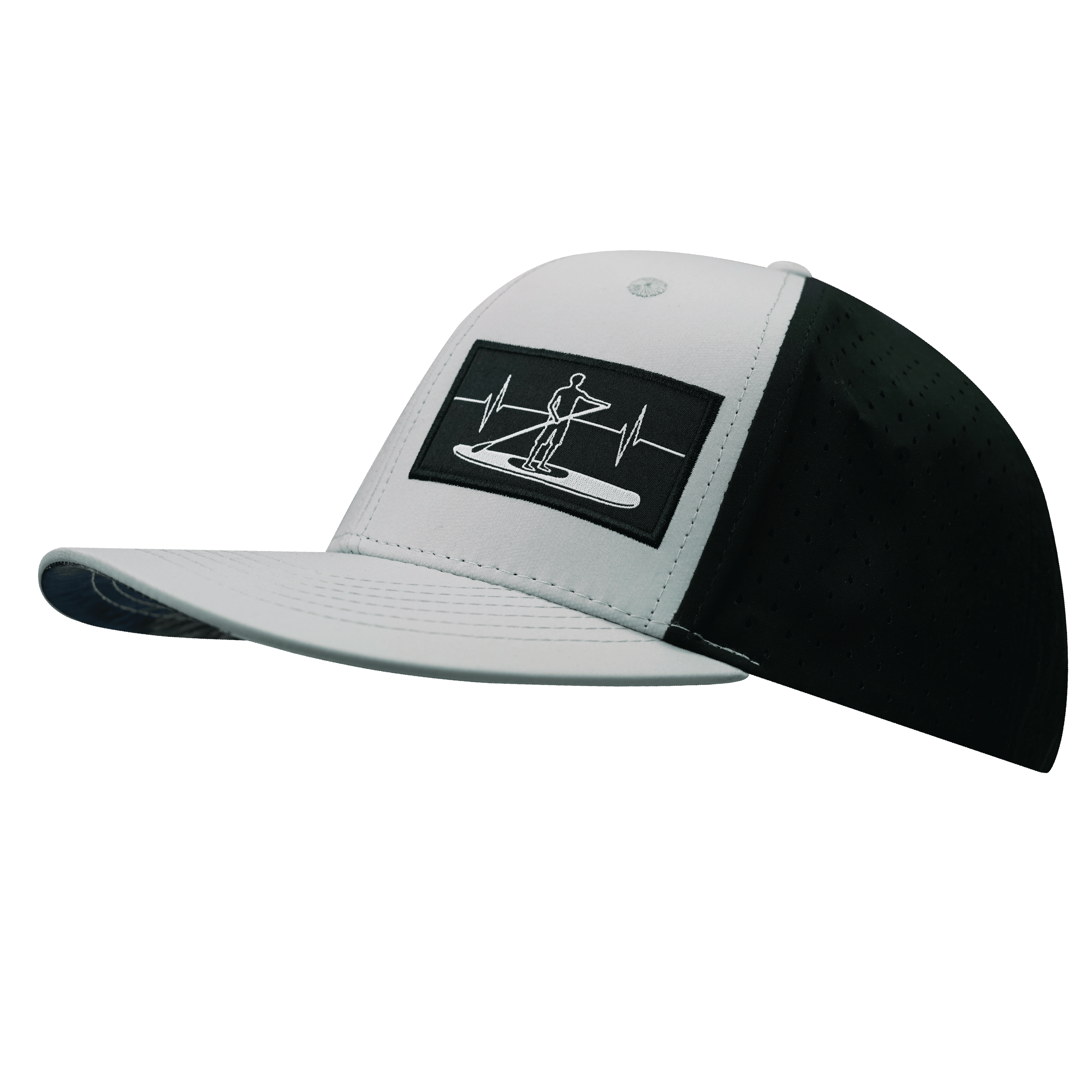 Paddle Board Hat - Baseball Hat Fit - Gray / Black - Laser Mesh