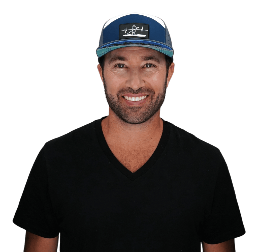 Paddle Board Hat - Flat Bill - Charcoal / Navy / White - Laser Mesh