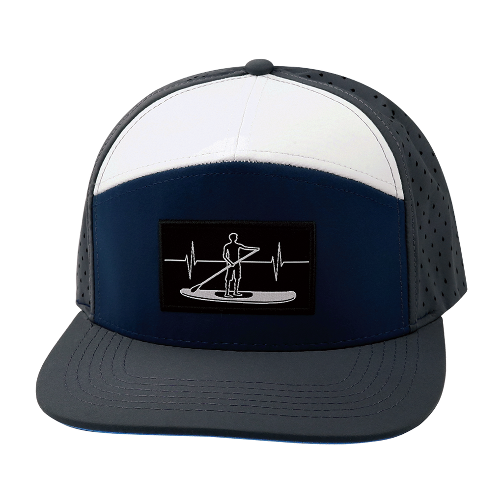 Paddle Board Hat - Flat Bill - Charcoal / Navy / White - Laser Mesh
