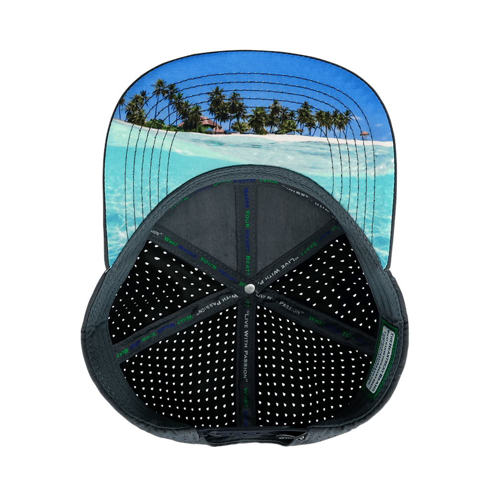 Paddle Board Hat - Flat Bill - Charcoal / Navy / White - Laser Mesh