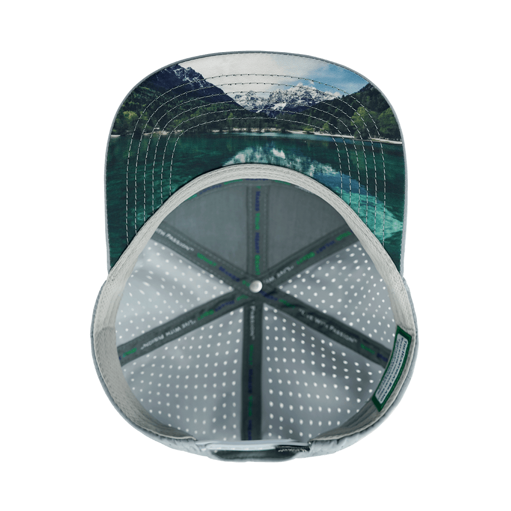 Paddle Board Hat - Flat Bill - Gray / Black / White - Laser Mesh