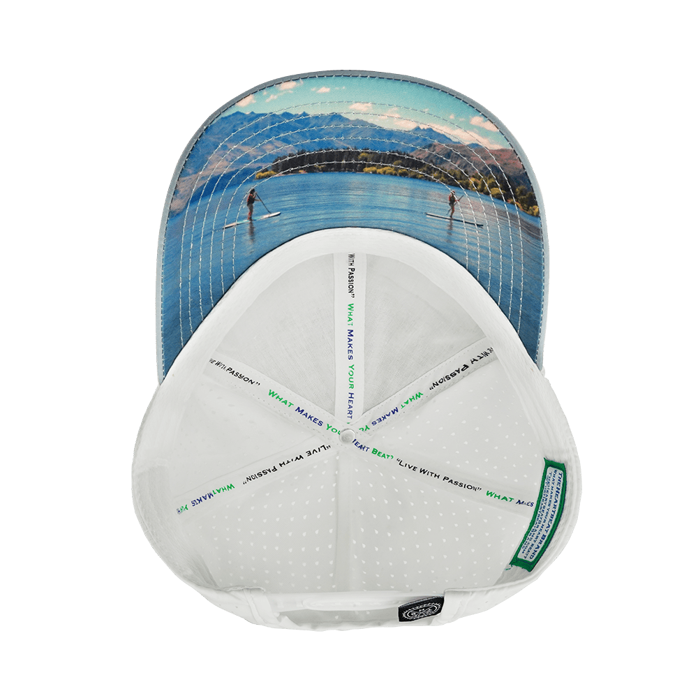 Paddle Board Hat - Low Profile - Ponytail - Cork - Gray / White - Laser Mesh
