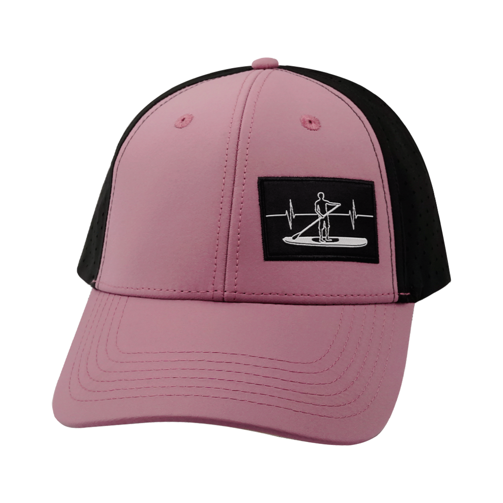 Paddle Board Hat - Low Profile - Ponytail - Dusty Pink / Black - Laser Mesh