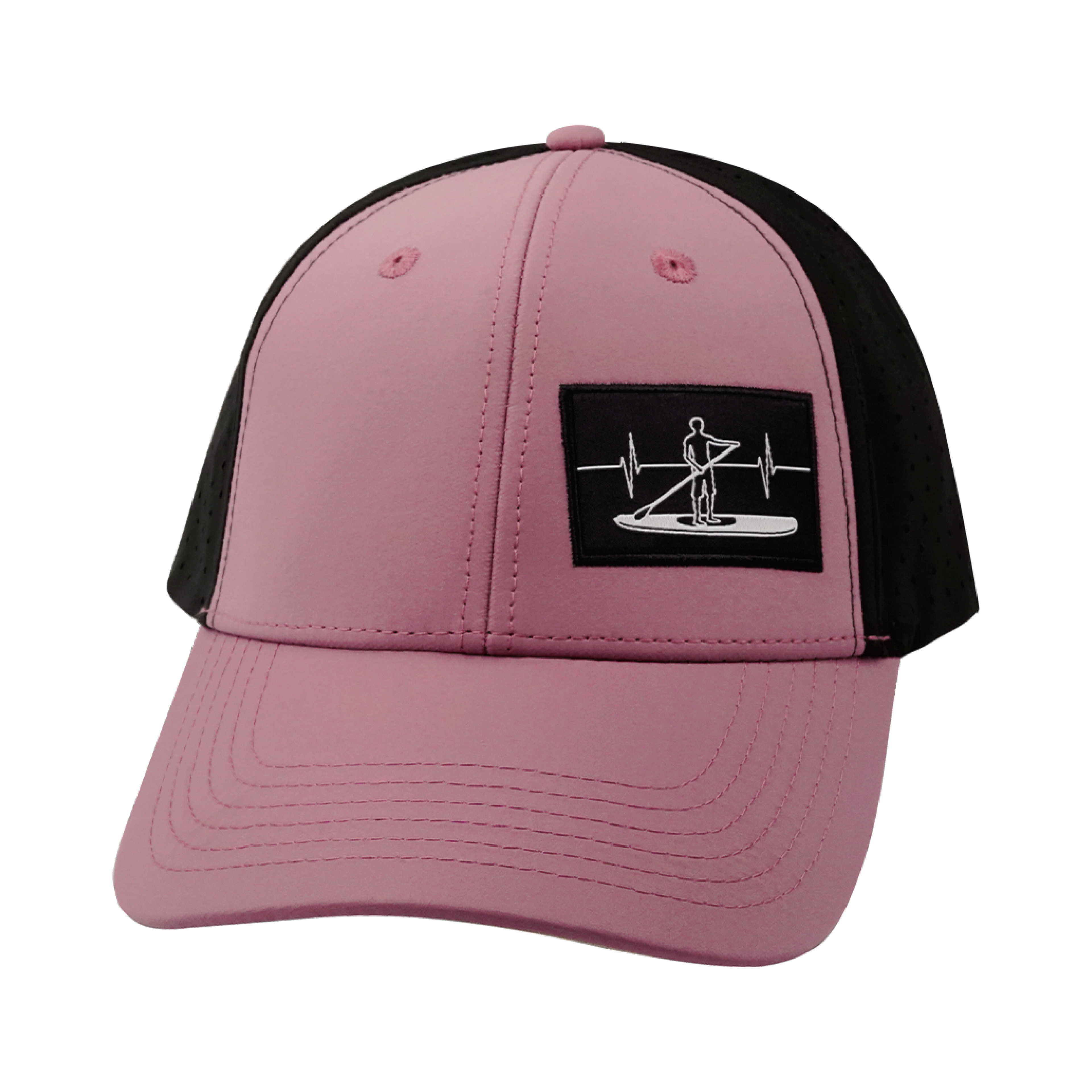 Paddle Board Hat - Low Profile - Ponytail - Dusty Pink / Black - Laser Mesh
