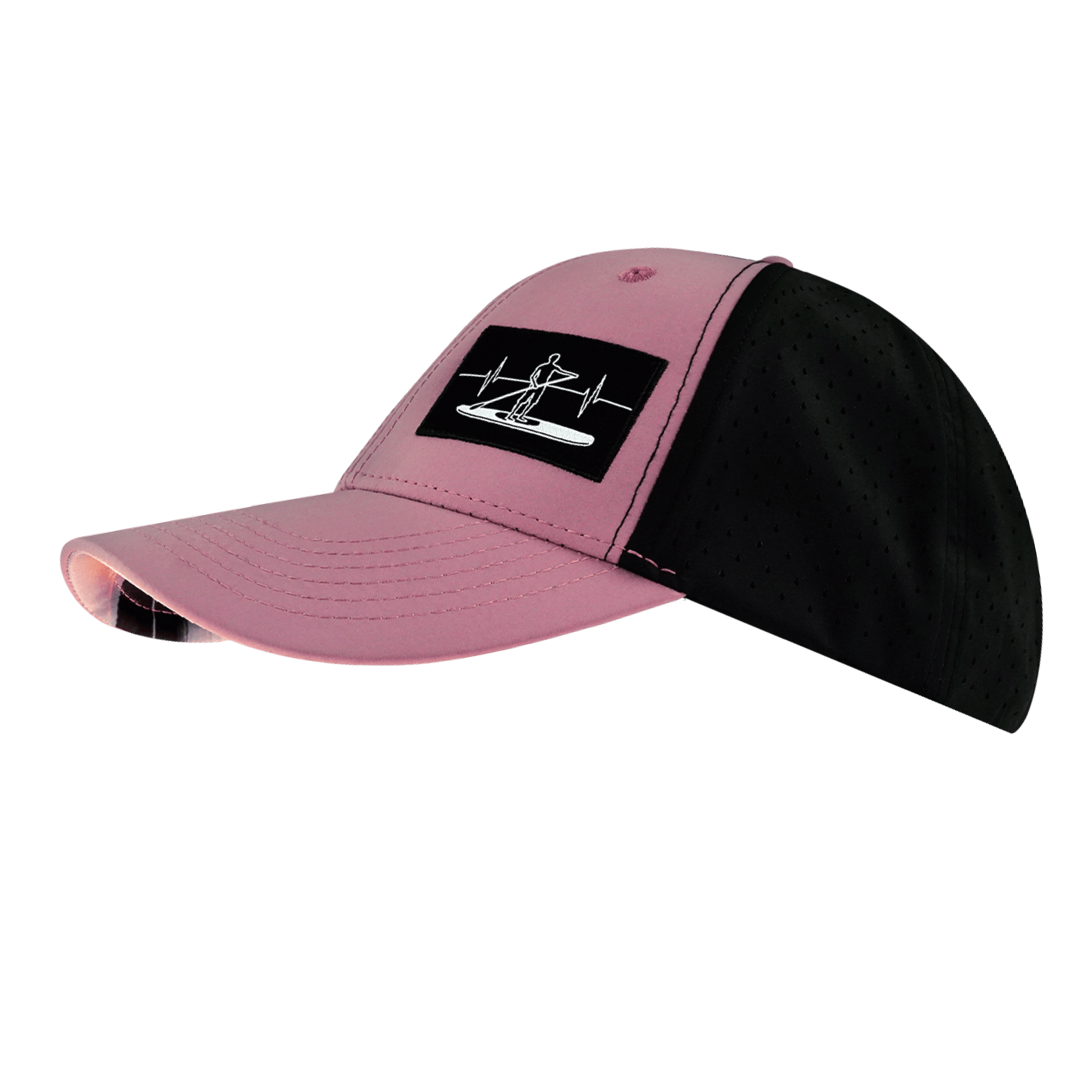 Paddle Board Hat - Low Profile - Ponytail - Dusty Pink / Black - Laser Mesh