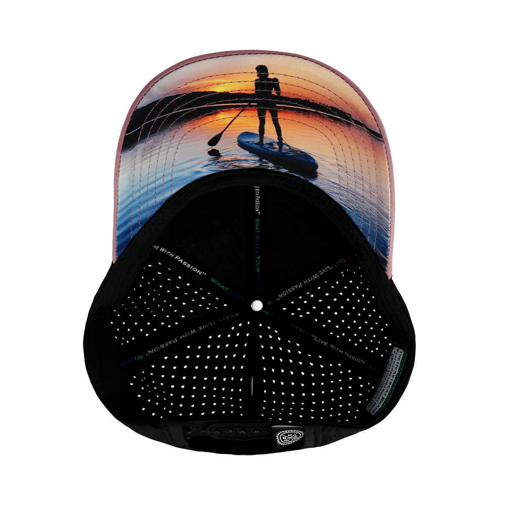 Paddle Board Hat - Low Profile - Ponytail - Dusty Pink / Black - Laser Mesh
