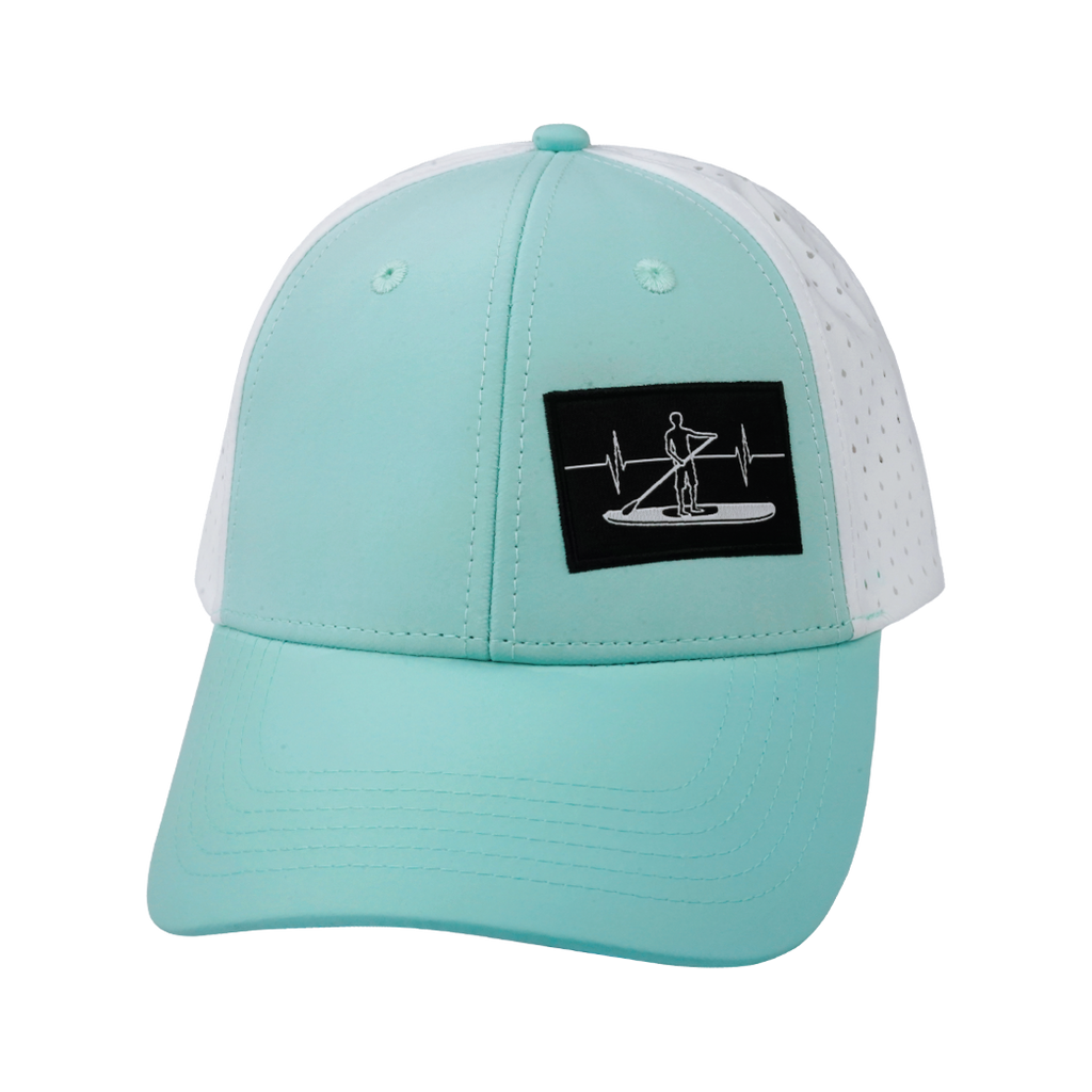 Paddle Board Hat - Low Profile - Ponytail - Mint / White - Laser Mesh