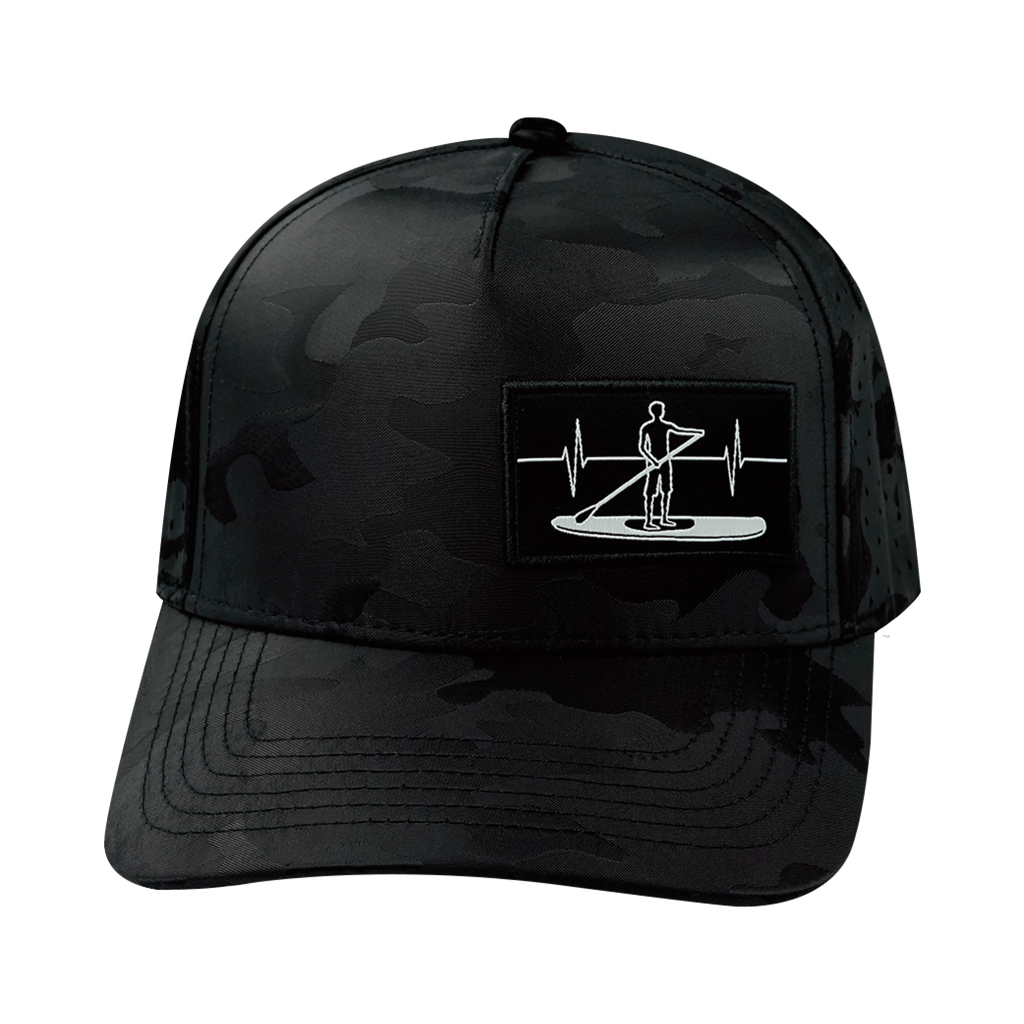 Paddle Board Hat - Trucker Hat - Black Camo - Laser Mesh
