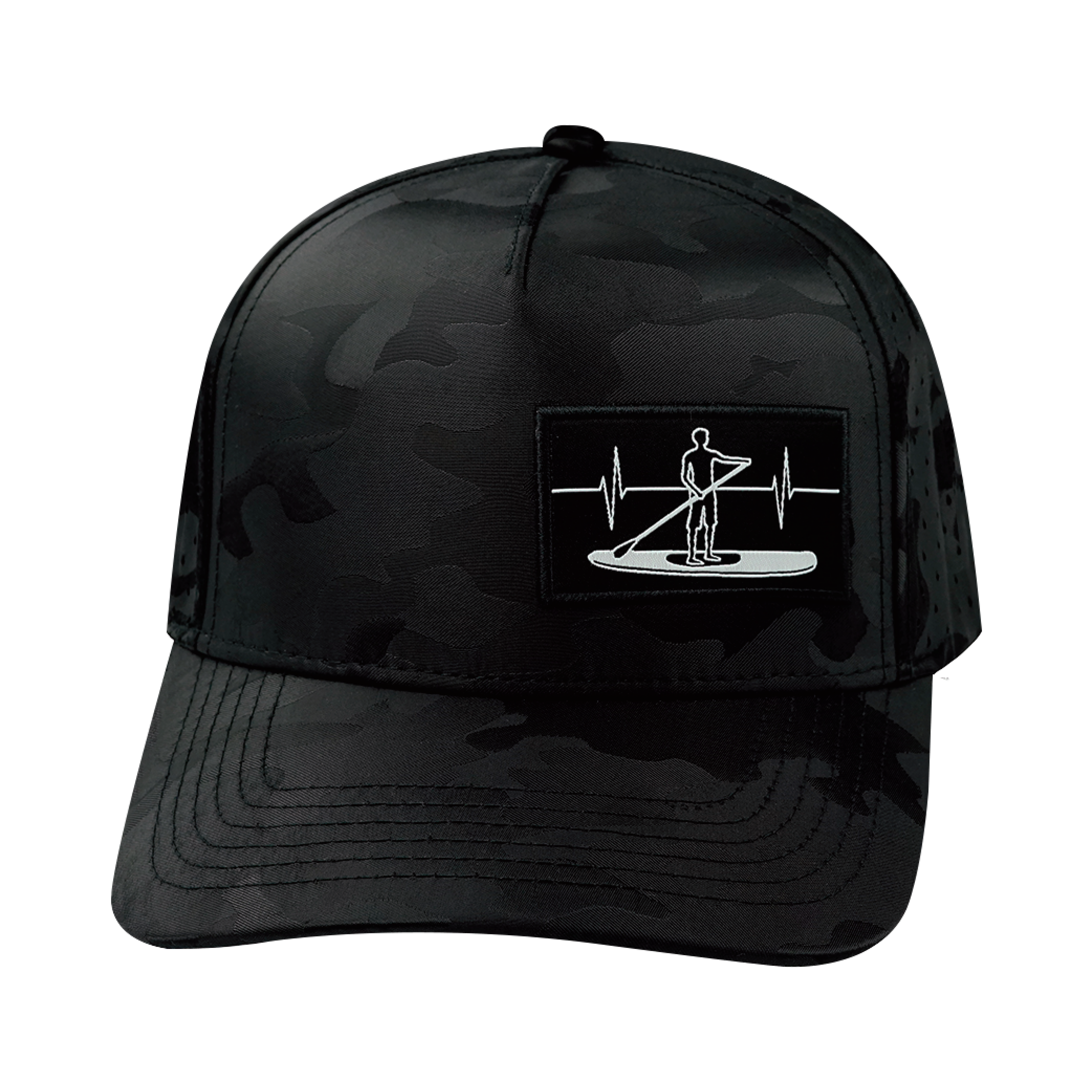 Paddle Board Hat - Trucker Hat - Black Camo - Laser Mesh