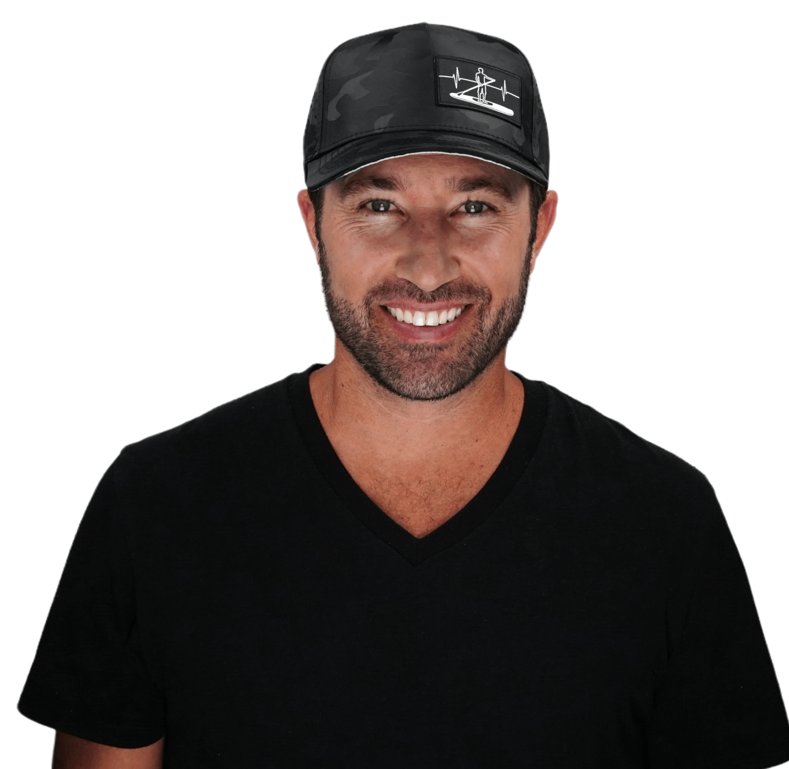 Paddle Board Hat - Trucker Hat - Black Camo - Laser Mesh