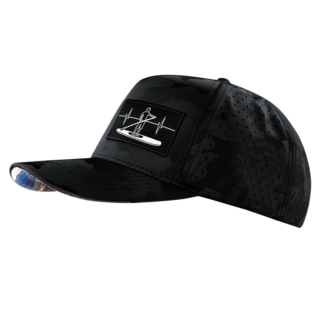 Paddle Board Hat - Trucker Hat - Black Camo - Laser Mesh