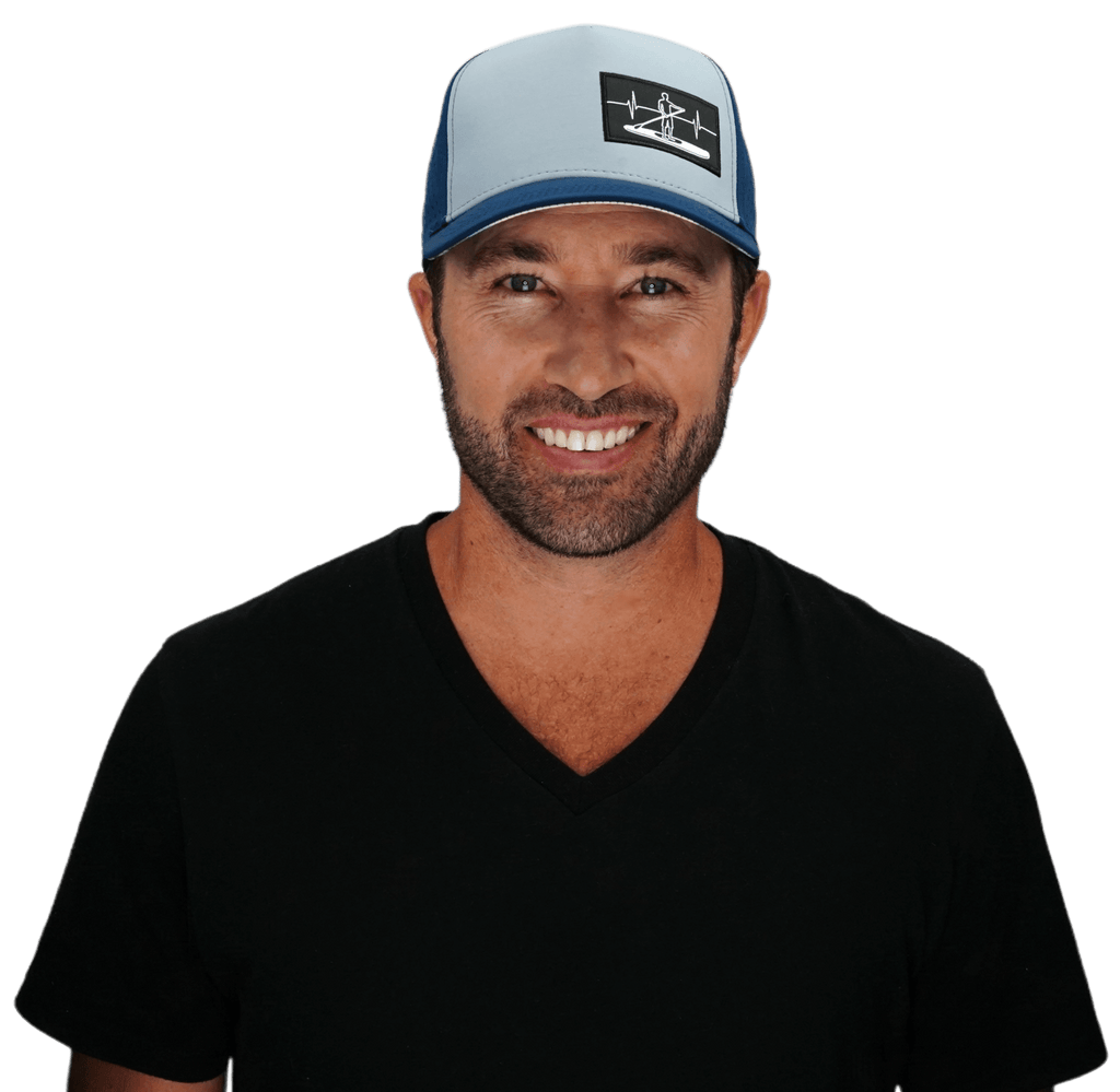 Paddle Board Hat - Trucker Hat - Dark Blue / Gray Blue - Laser Mesh