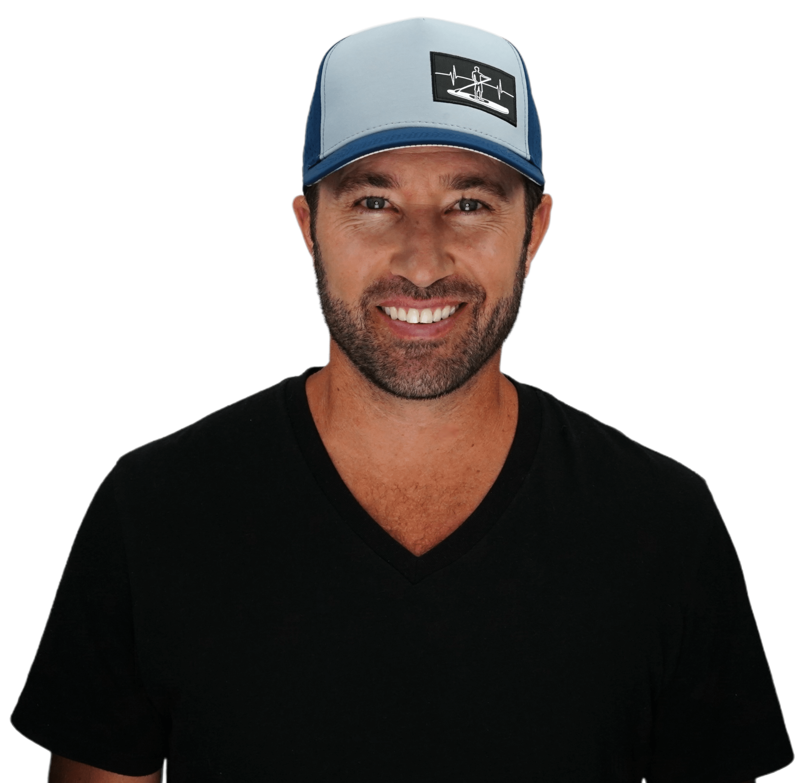 Paddle Board Hat - Trucker Hat - Dark Blue / Gray Blue - Laser Mesh
