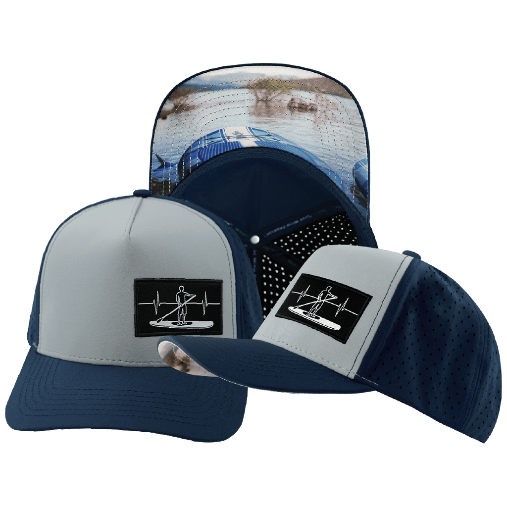 Paddle Board Hat - Trucker Hat - Dark Blue / Gray Blue - Laser Mesh