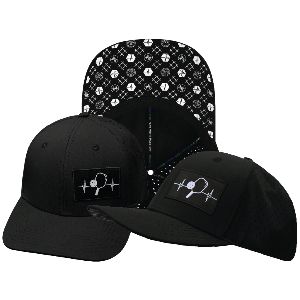 Pickleball Hat - Baseball Hat Fit - Black - Laser Mesh
