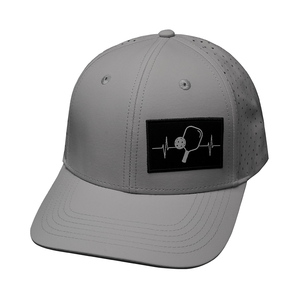 Pickleball Hat - Baseball Hat Fit - Light Gray - Laser Mesh