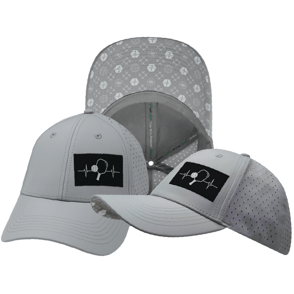 Pickleball Hat - Low Profile - Ponytail - Gray - Laser Mesh