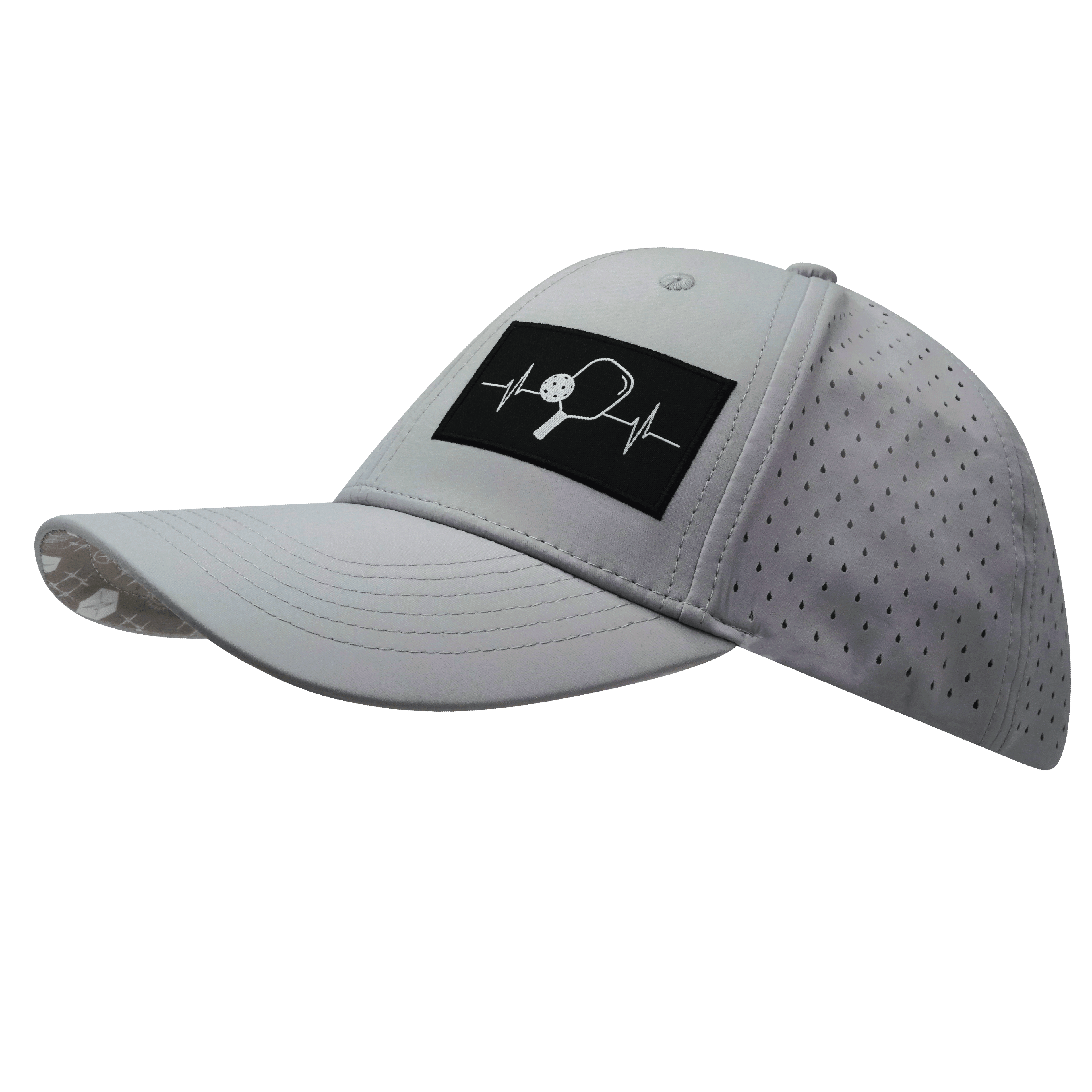 Pickleball Hat - Low Profile - Ponytail - Gray - Laser Mesh