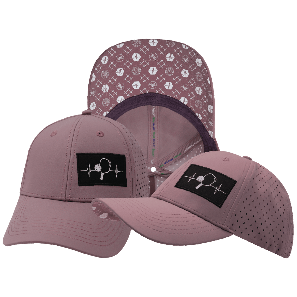 Pickleball Hat - Low Profile - Ponytail - Dusty Pink - Laser Mesh
