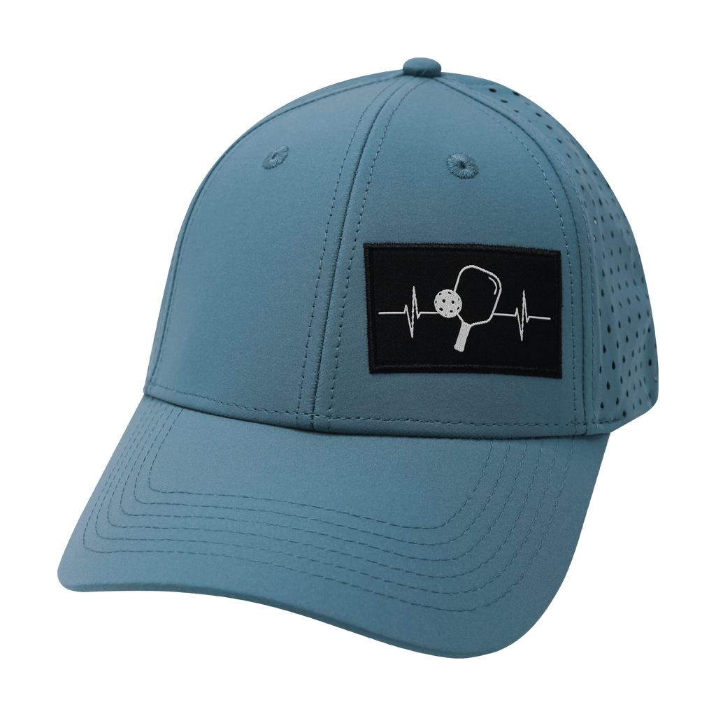 Pickleball Hat - Low Profile - Ponytail - Light Blue - Laser Mesh