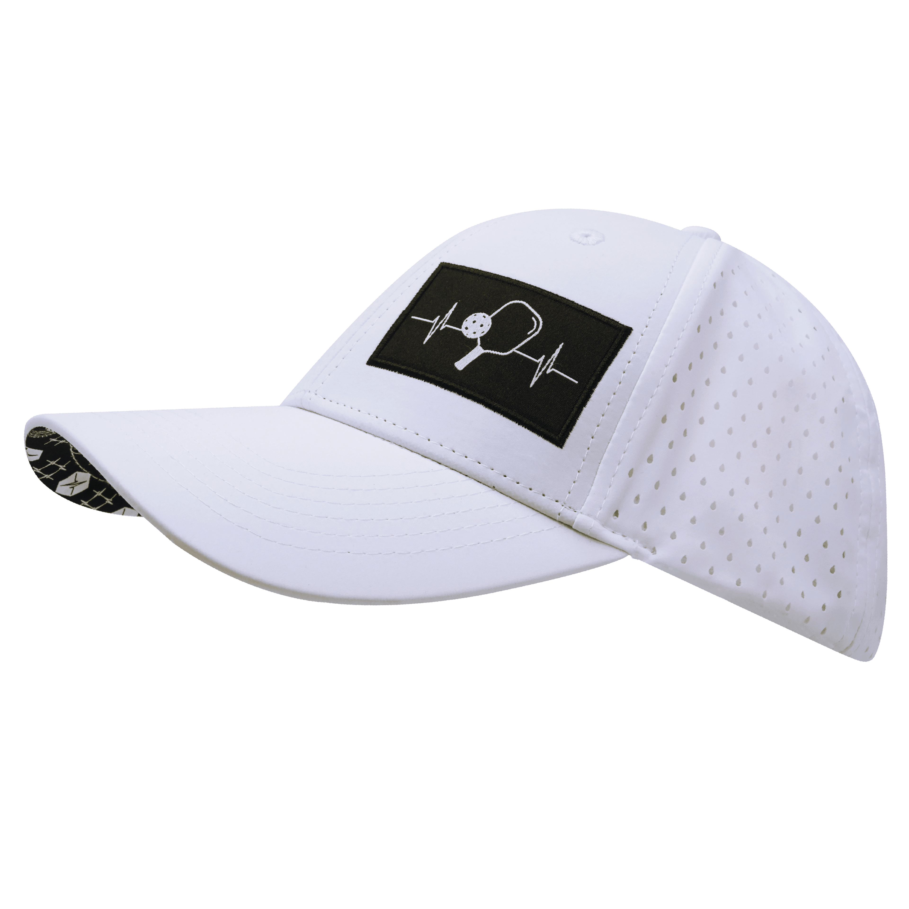 Pickleball Hat - Low Profile - Ponytail - White - Laser Mesh
