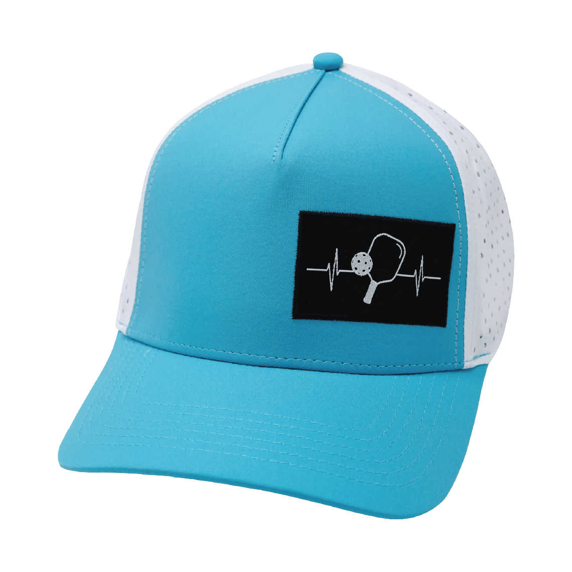 Pickleball Hat - Trucker Hat - Neon Blue Green / White - Laser Mesh