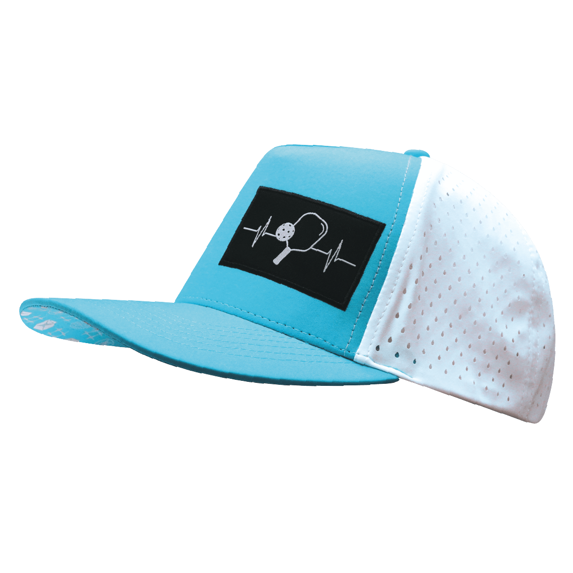 Pickleball Hat - Trucker Hat - Neon Blue Green / White - Laser Mesh