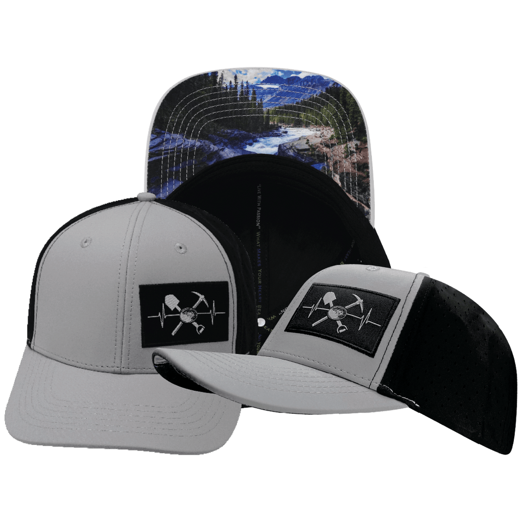 Prospecting Hat - Baseball Hat Fit - Gray /  Black - Laser Mesh