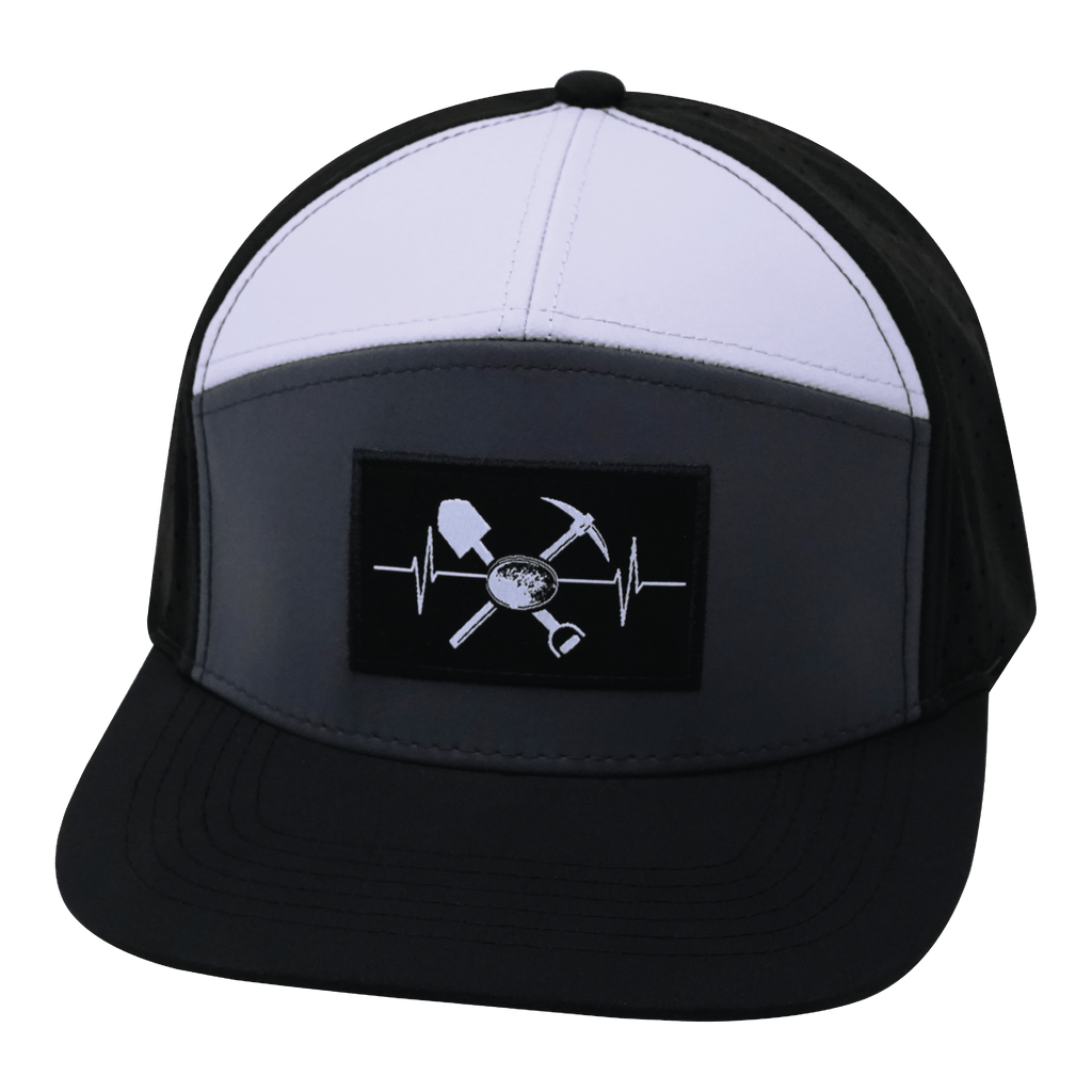 Prospecting Hat - Flat Bill - Black / Charcoal / White - Laser Mesh