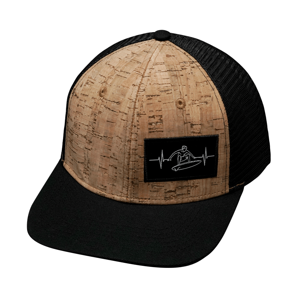 Surf Hat - Baseball Hat Fit - Cork - Black - Trucker Mesh