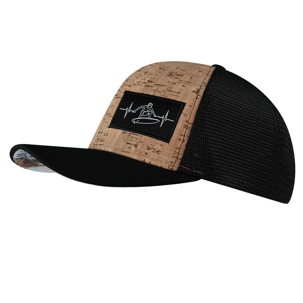 Surf Hat - Baseball Hat Fit - Cork - Black - Trucker Mesh