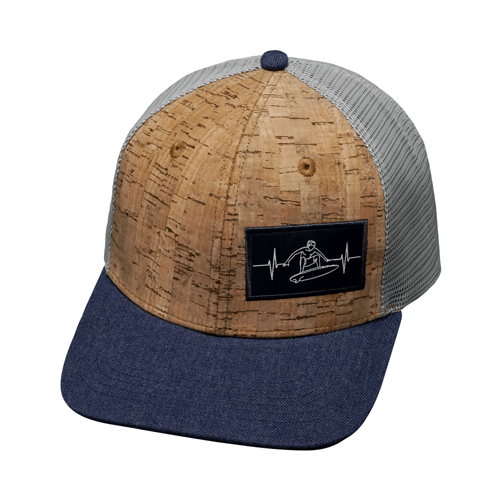 Surf Hat - Baseball Hat Fit - Cork - Heather Navy / Gray - Trucker Mesh