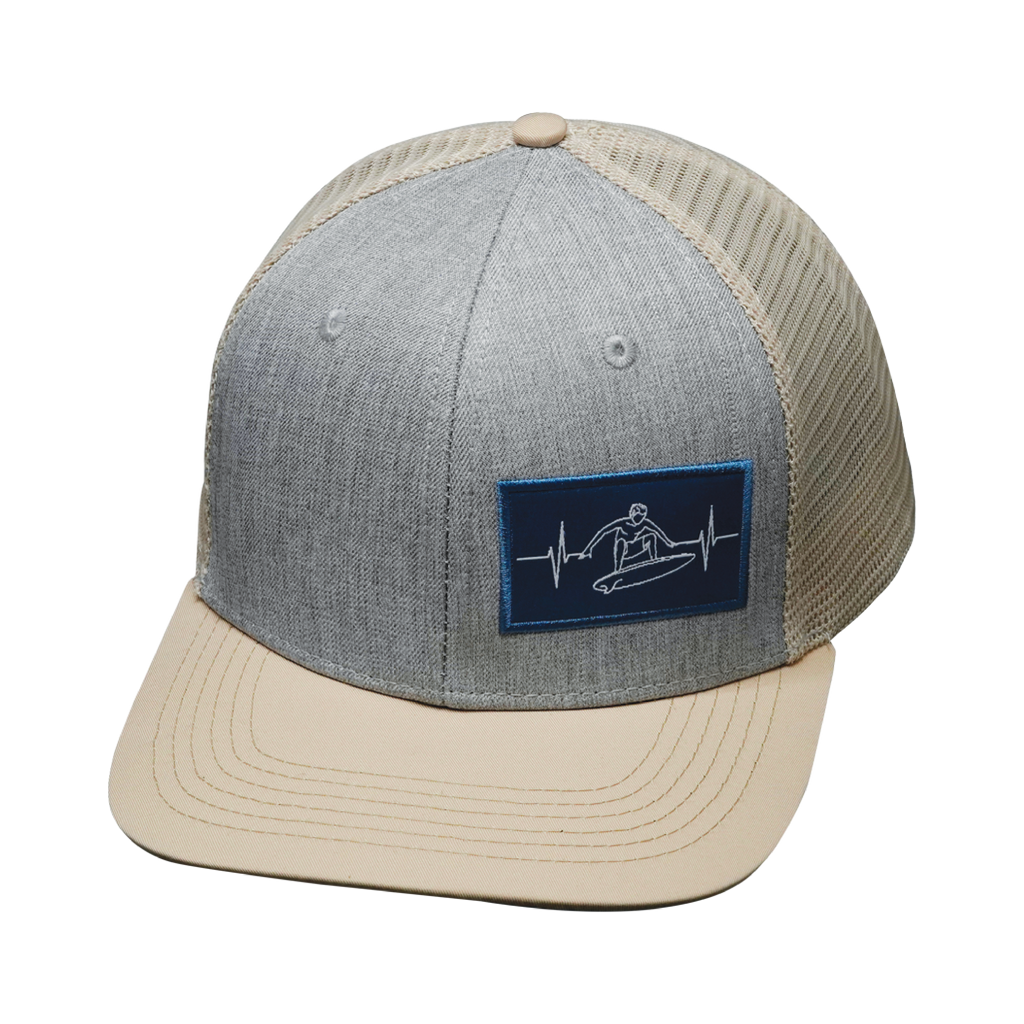 Surf Hat - Baseball Hat Fit - Cream / Gray - Trucker Mesh