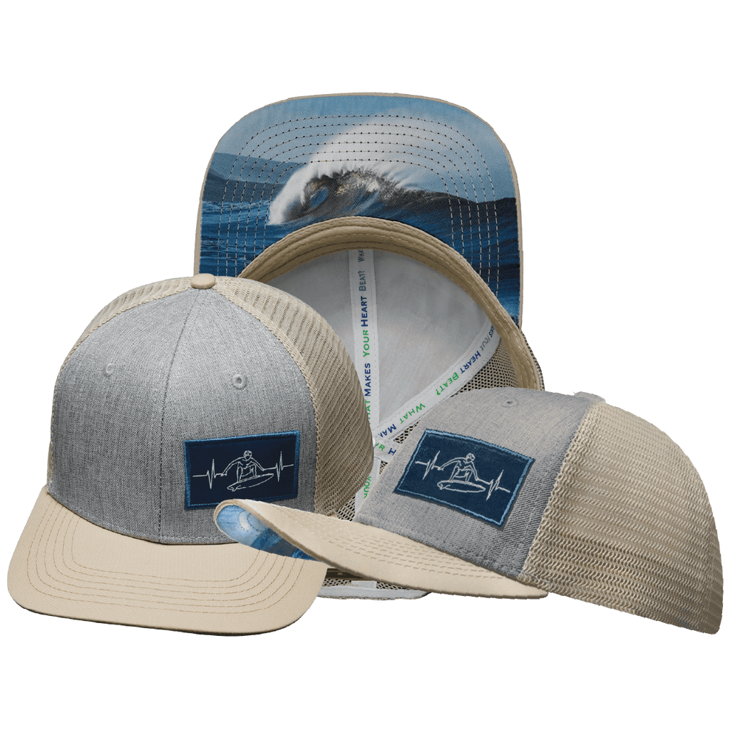 Surf Hat - Baseball Hat Fit - Cream / Gray - Trucker Mesh
