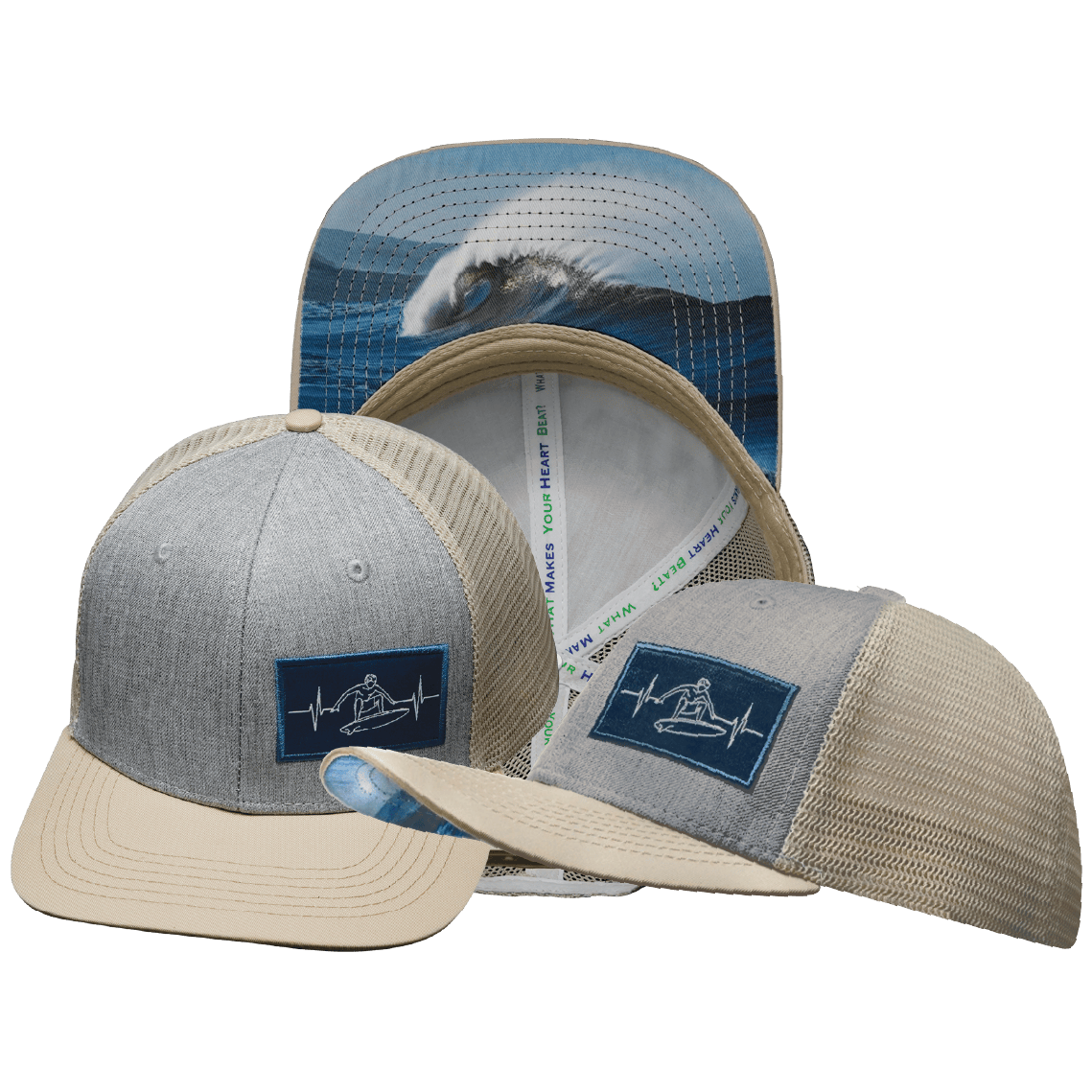 Surf Hat - Baseball Hat Fit - Cream / Gray - Trucker Mesh