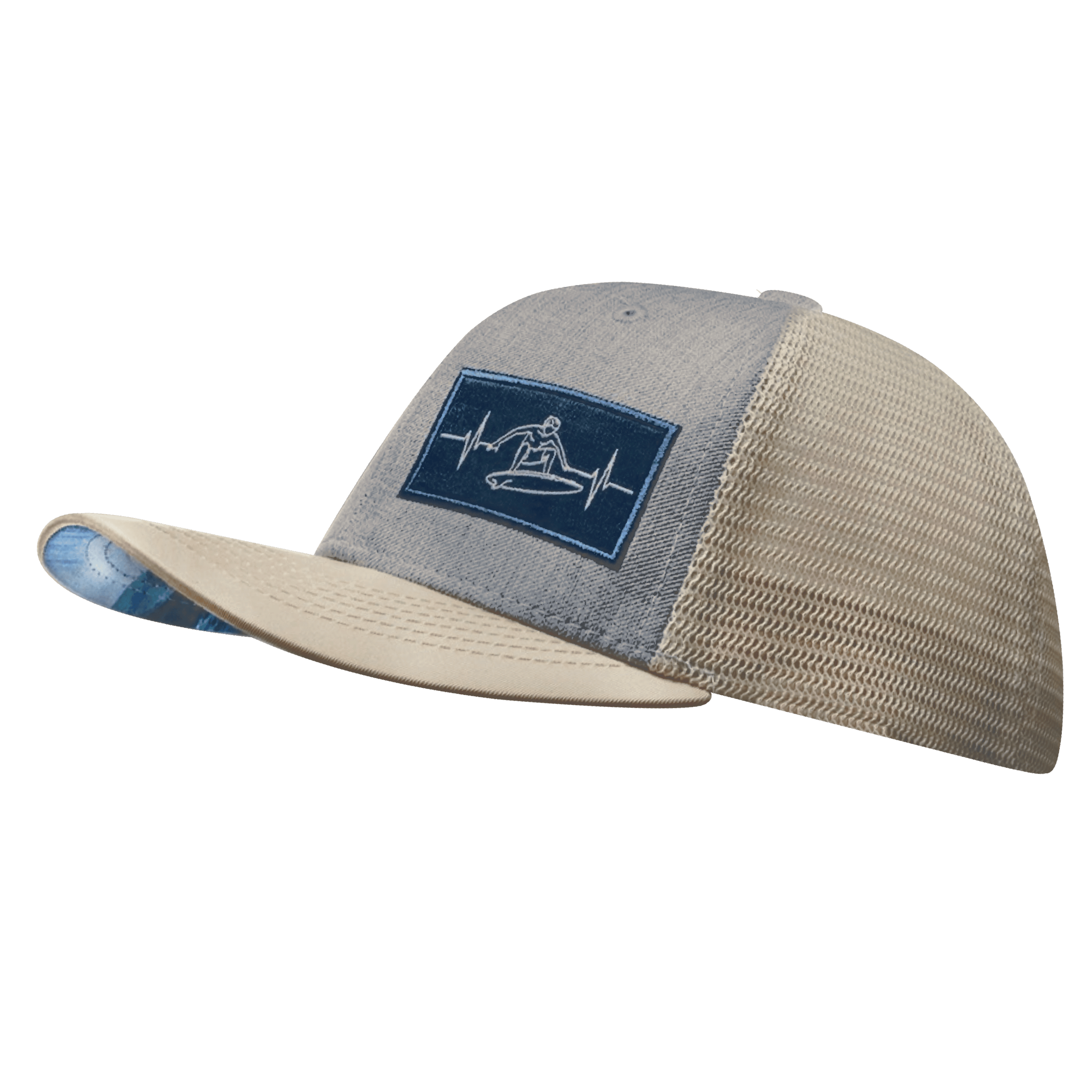 Surf Hat - Baseball Hat Fit - Cream / Gray - Trucker Mesh