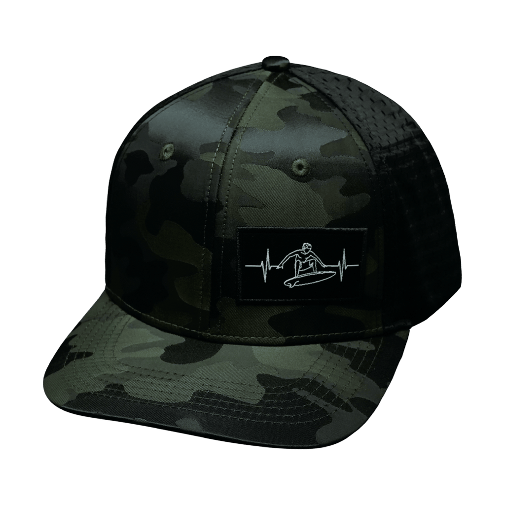 Surf Hat - Baseball Hat Fit - Green Camo / Black - Jersey Mesh