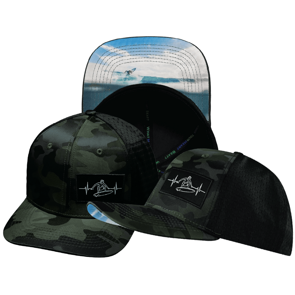 Surf Hat - Baseball Hat Fit - Green Camo / Black - Jersey Mesh