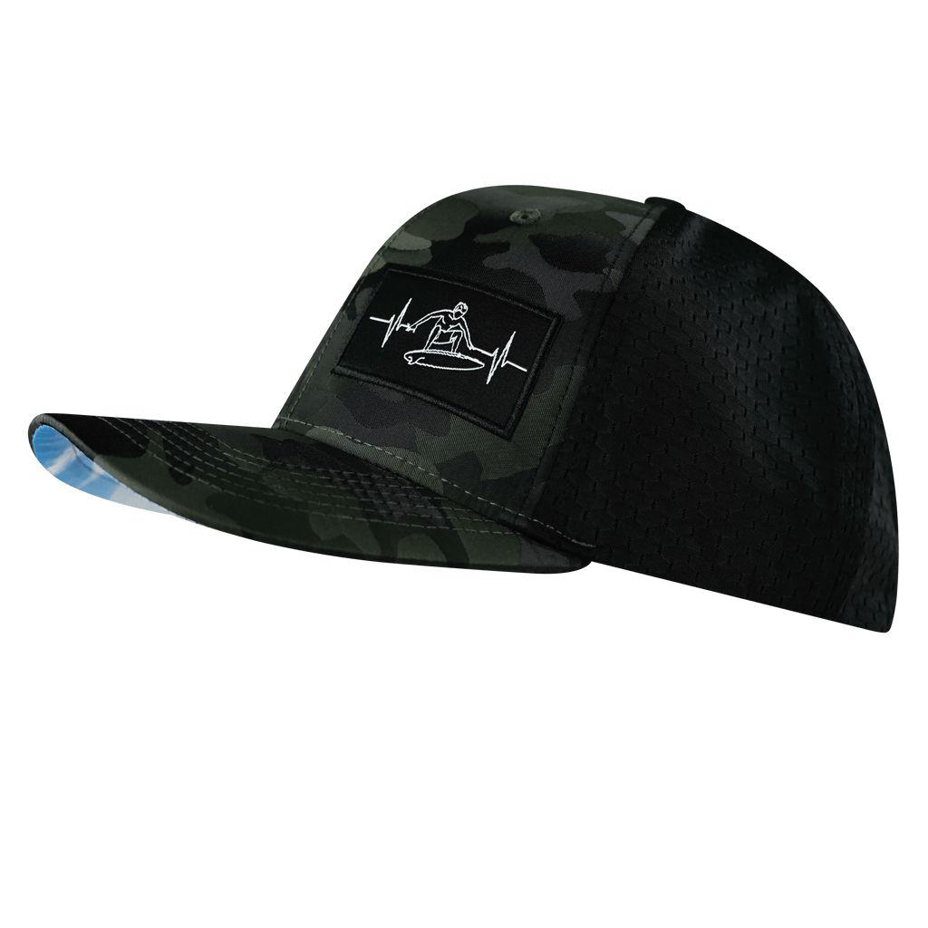 Surf Hat - Baseball Hat Fit - Green Camo / Black - Jersey Mesh