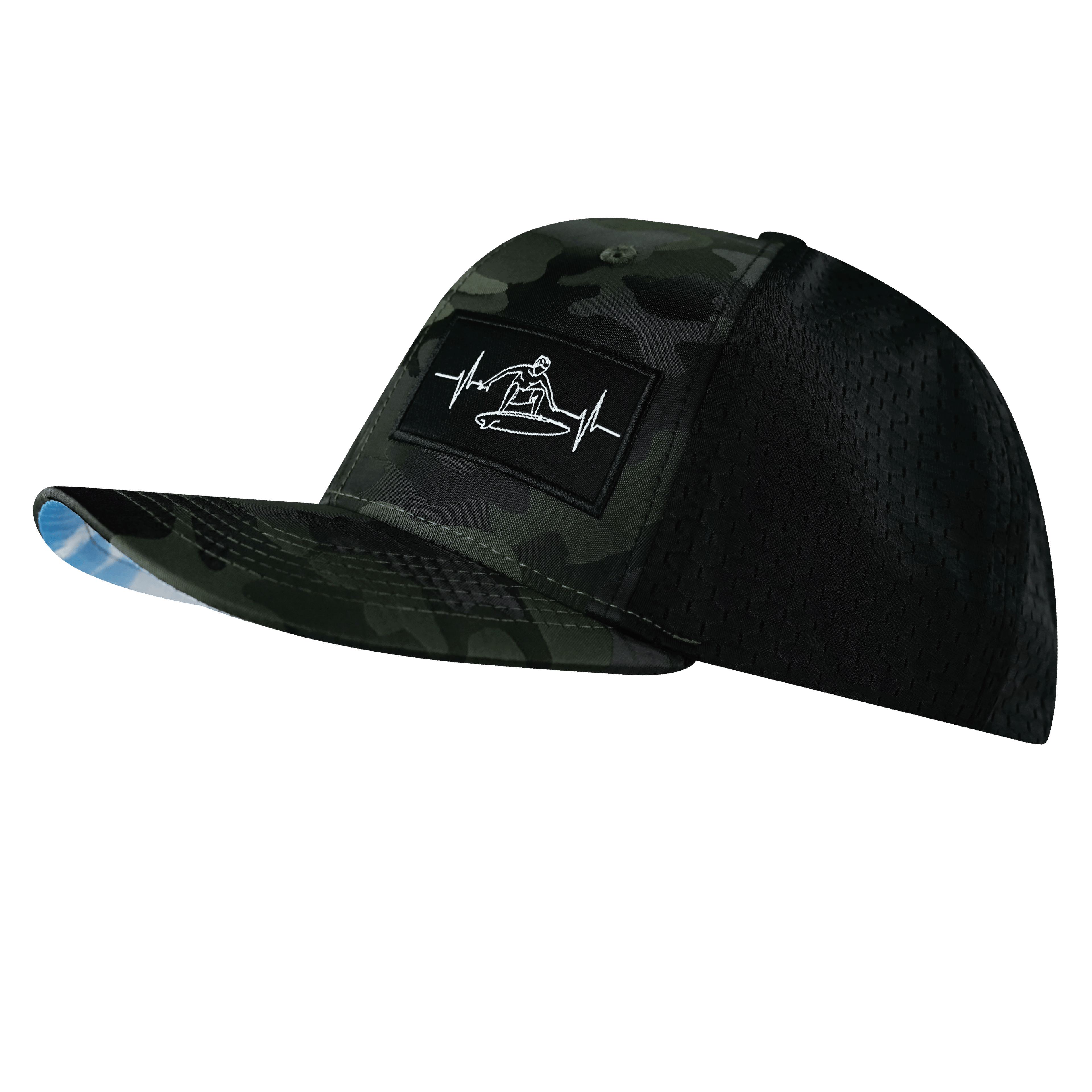 Surf Hat - Baseball Hat Fit - Green Camo / Black - Jersey Mesh
