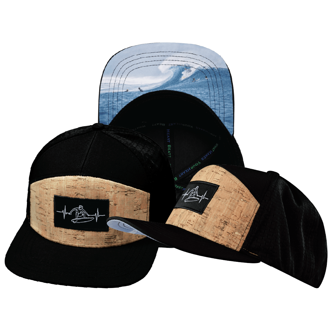 Surf Hat - Flat Bill - Cork - Black - Laser Mesh