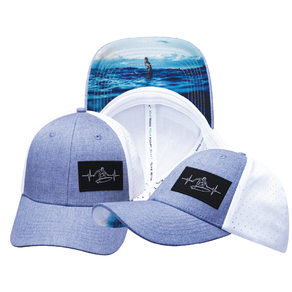 Surf Hat - Low Profile - Light Blue / White - Laser Mesh