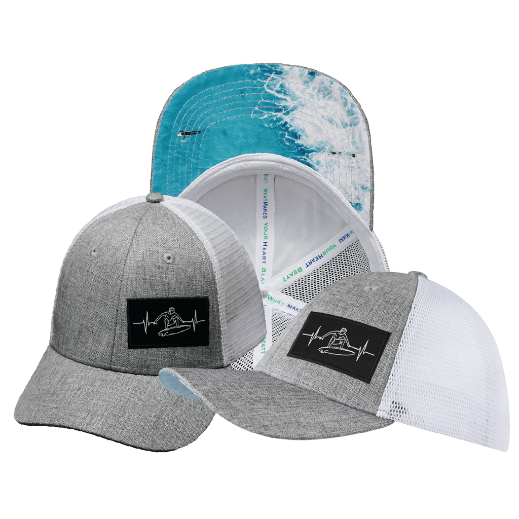 Surf Hat - Low Profile - Heather Gray / White - Trucker Mesh