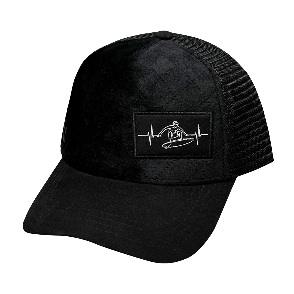 Surf Hat - Trucker Hat - Quilted Velvet - Trucker Mesh