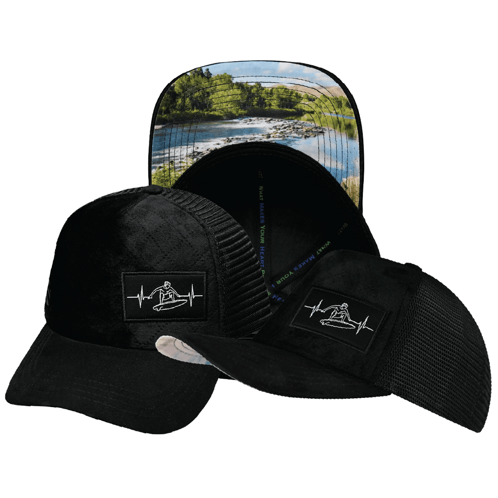 Surf Hat - Trucker Hat - Quilted Velvet - Trucker Mesh