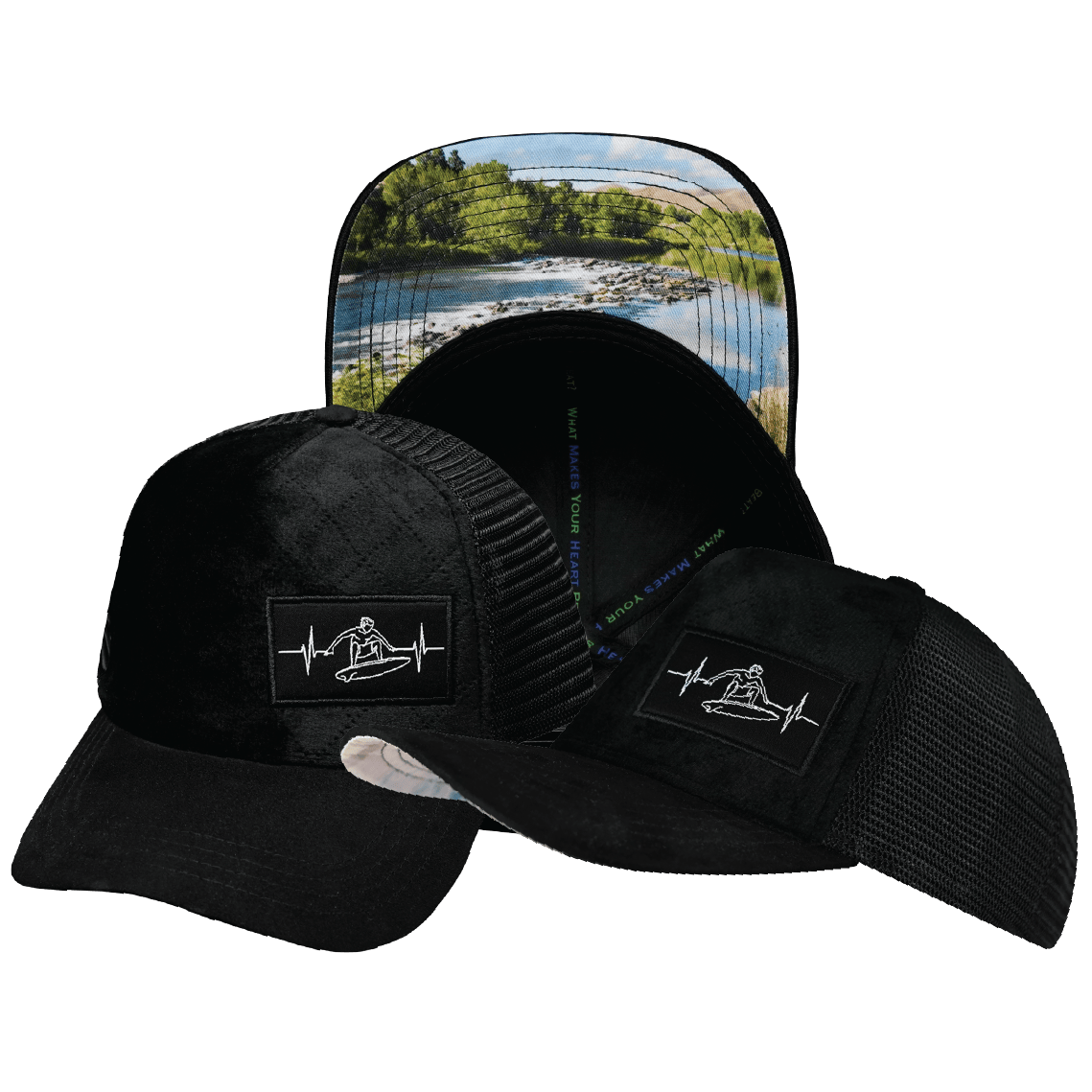 Surf Hat - Trucker Hat - Quilted Velvet - Trucker Mesh