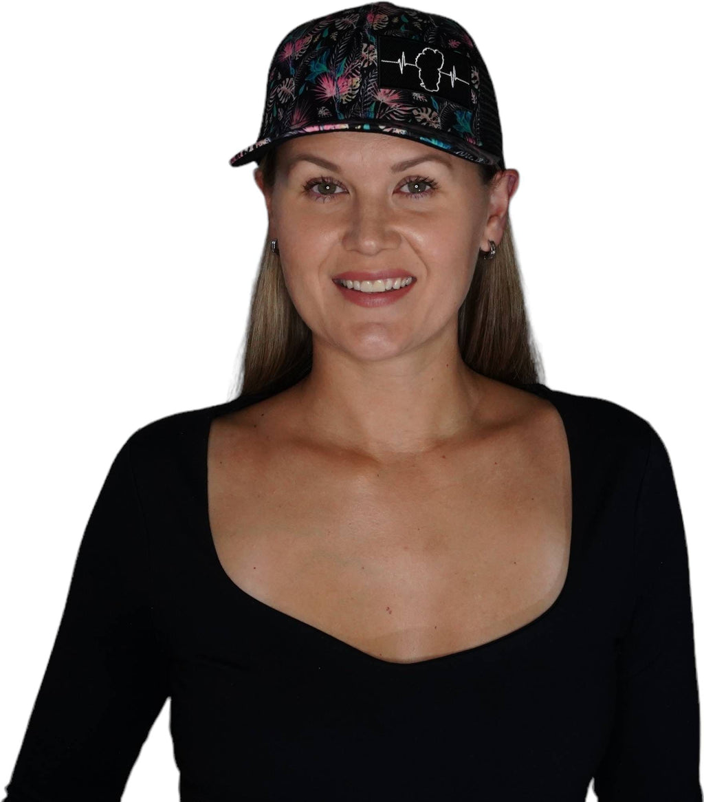 Tahoe Hat - Baseball Hat Fit - Black Floral - Black - Trucker Mesh