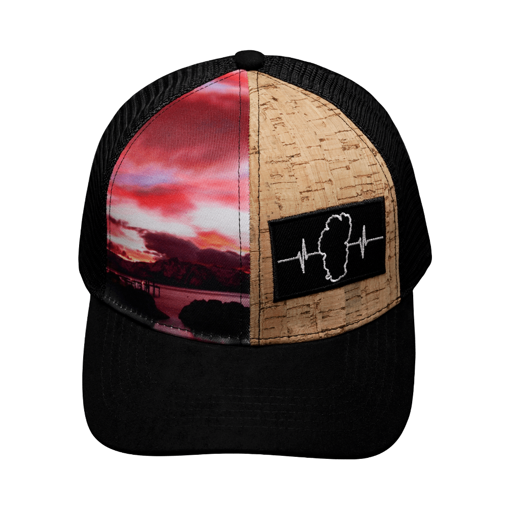 Tahoe Hat - Baseball Hat Fit - Cork Hybrid - Summer Sunset - Trucker Mesh