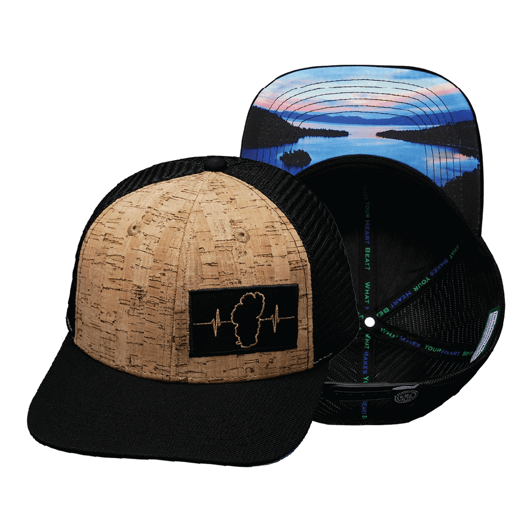 Tahoe Hat - Baseball Hat Fit - Cork - Black - Trucker Mesh