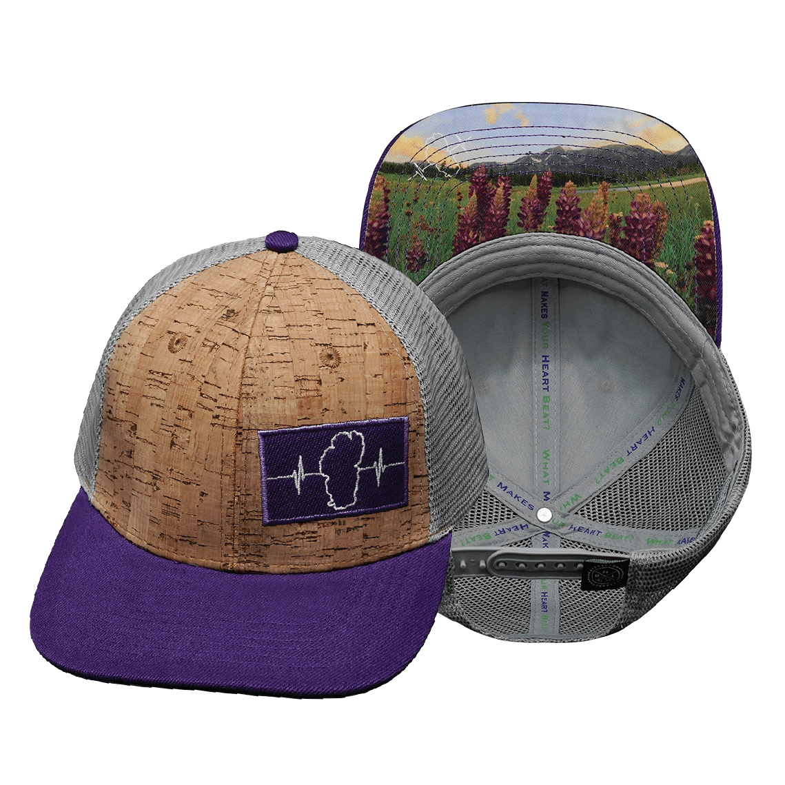 Tahoe Hat - Baseball Hat Fit - Cork - Purple / Gray - Trucker Mesh